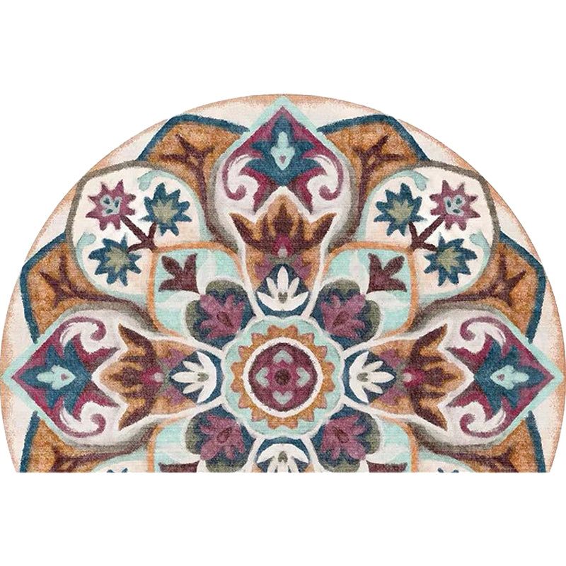 BowLift | Bohemian Floral Pattern Rug Multicolor Polyester Rug Machine Washable Non-Slip Back Rug for Living Room