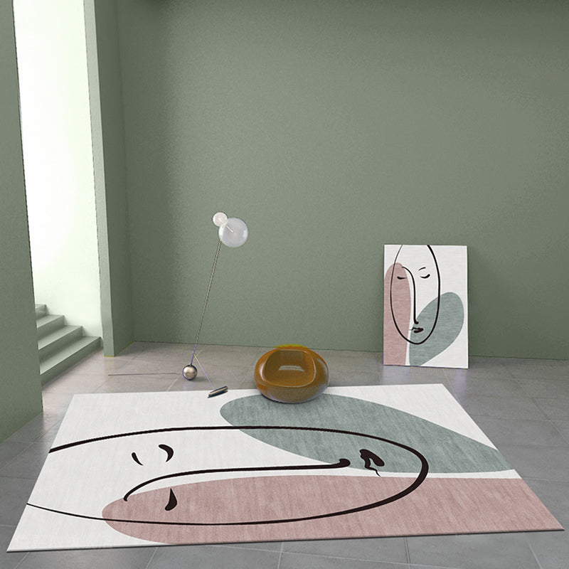 BowLift | Stylish Modernism Rug Orange and Green Color Block Character Pattern Rug Pet-Friendly Non-Slip Washable Rug for Decoration