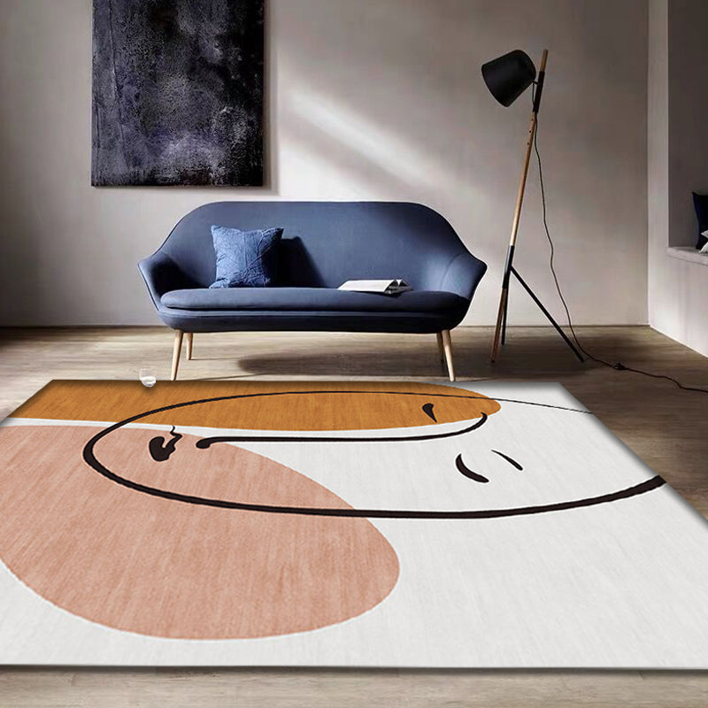 BowLift | Stylish Modernism Rug Orange and Green Color Block Character Pattern Rug Pet-Friendly Non-Slip Washable Rug for Decoration