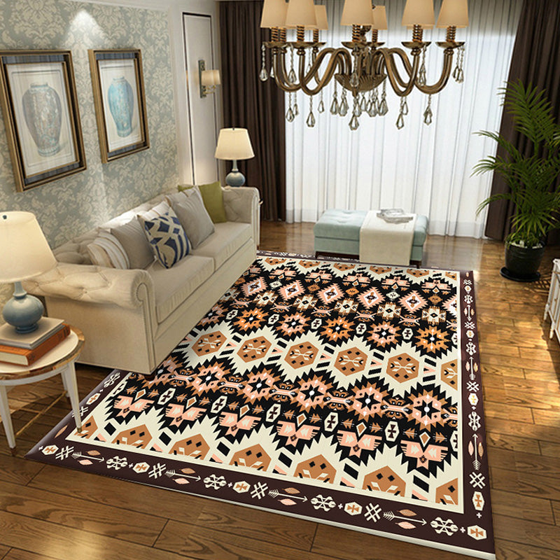 BowLift | Vintage Tribal geometric pattern carpet multicolor polyester carpet washable pet-friendly non-slip carpet for the living room