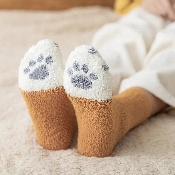 BowLift | Cozy Cat Paw Socks – Plush Fleece Ankle Socks with Elastic Fit