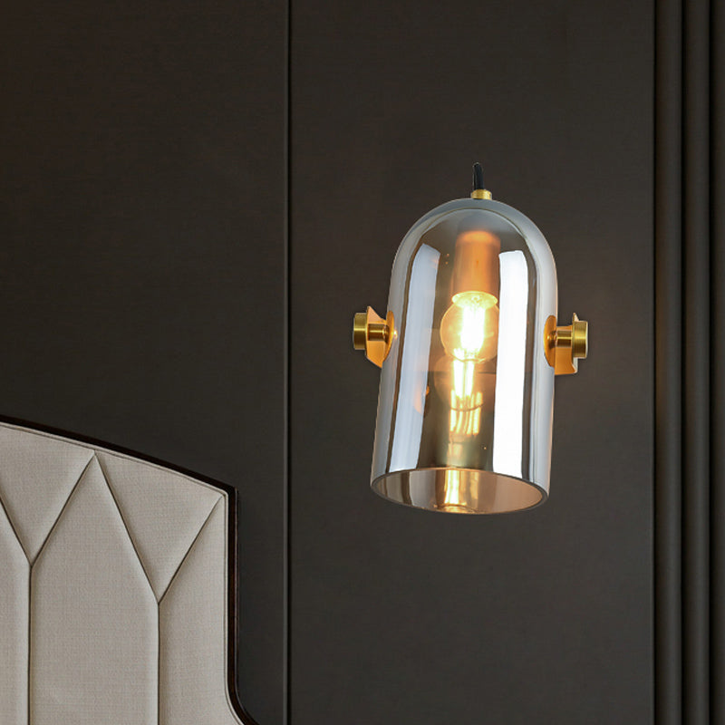 BowLift | Swivel Shade Cloche Nightstand Wall Light Ideas Amber/Smoked Glass 1 Bulb Vintage Wall Mounted Light