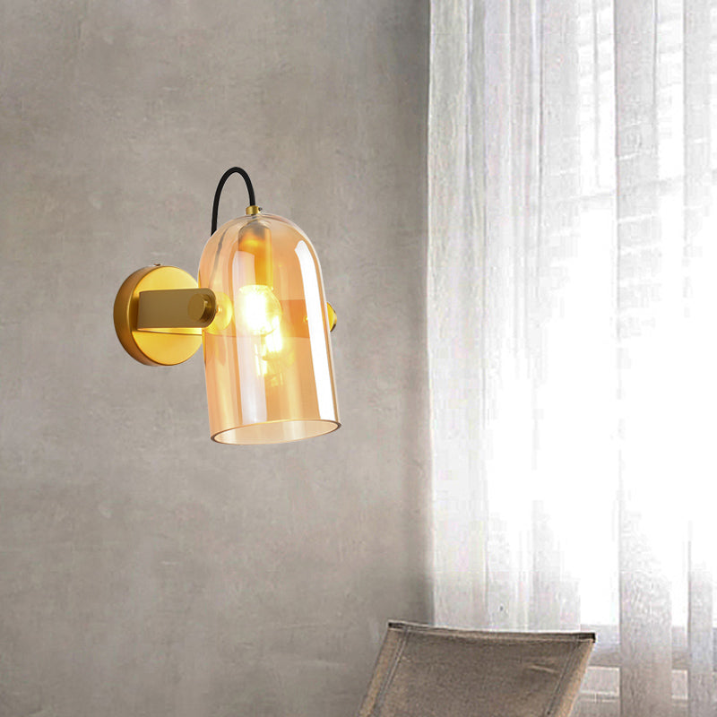 BowLift | Swivel Shade Cloche Nightstand Wall Light Ideas Amber/Smoked Glass 1 Bulb Vintage Wall Mounted Light