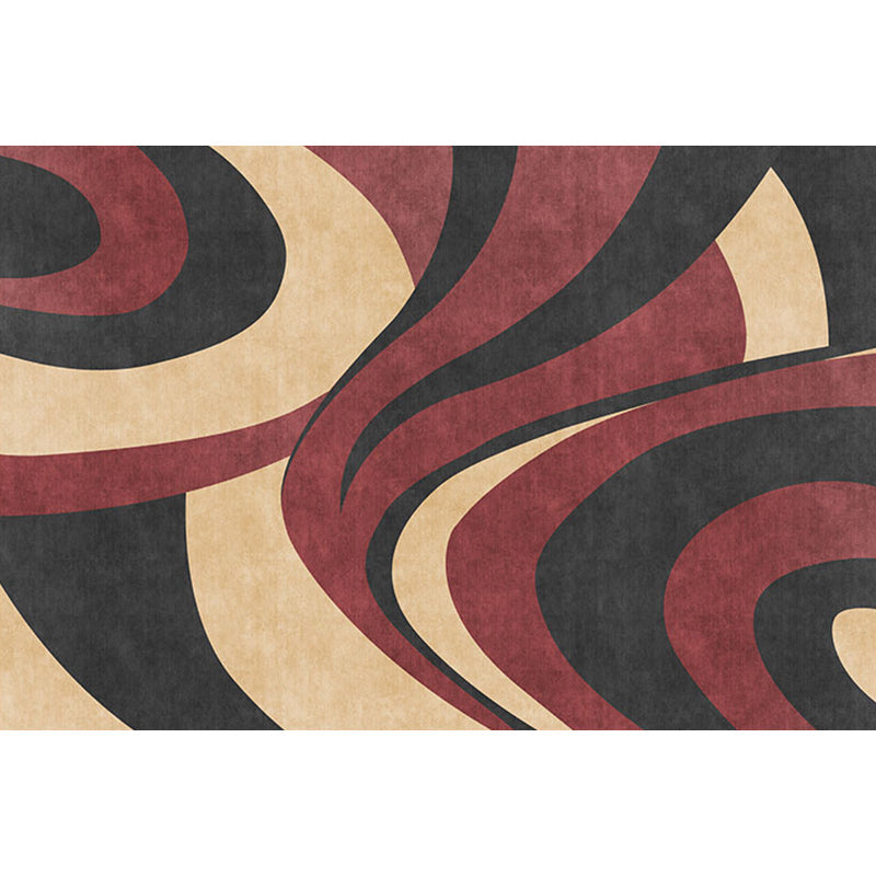 BowLift | Stylish Modernism Carpet Gray and Red Swirl Striped Pattern Carpet Animal-Friendly Non-Slip Washable Area Carpet for Decoration