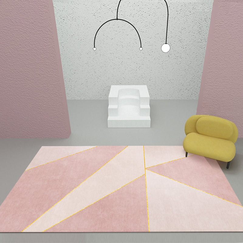 BowLift | Stylish Modernism Carpet Pink and White Geometric Pattern Carpet Pet Friendly Non-Slip Washable Area Rug for Decoration