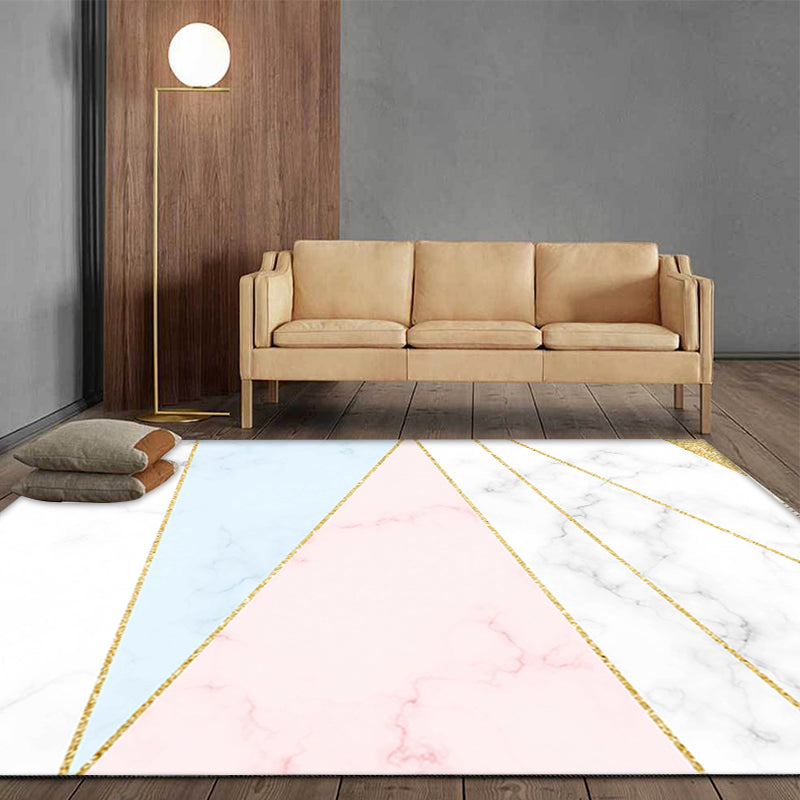BowLift | Stylish Modernism Carpet Pink and White Geometric Pattern Carpet Pet Friendly Non-Slip Washable Area Rug for Decoration