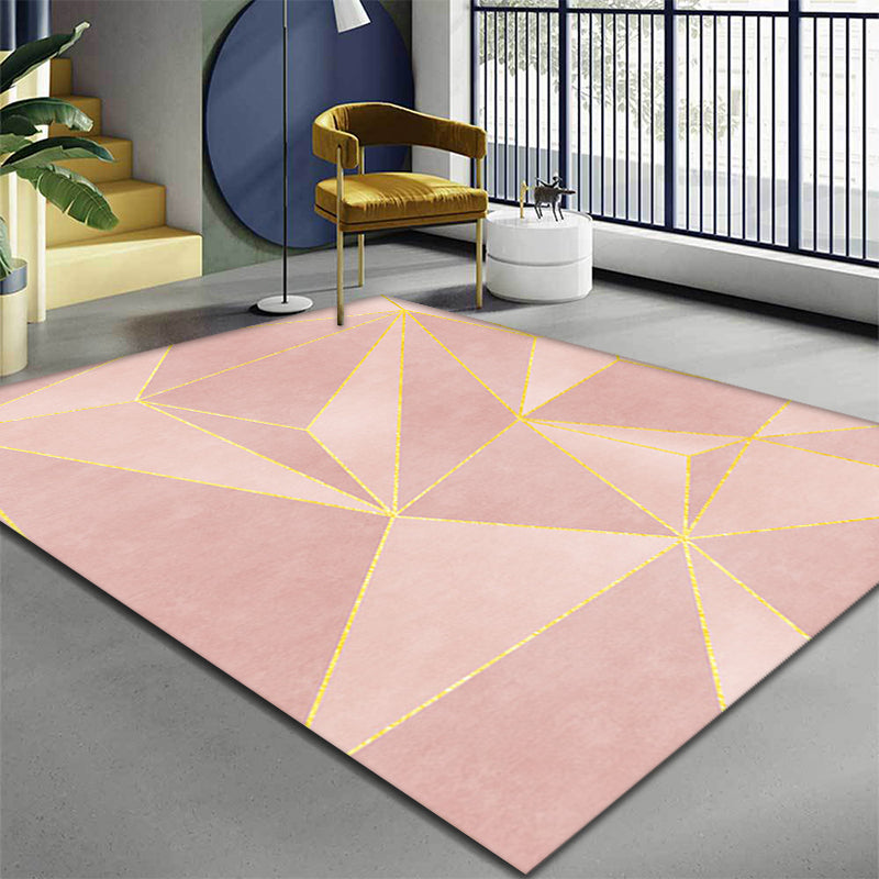 BowLift | Stylish Modernism Carpet Pink and White Geometric Pattern Carpet Pet Friendly Non-Slip Washable Area Rug for Decoration