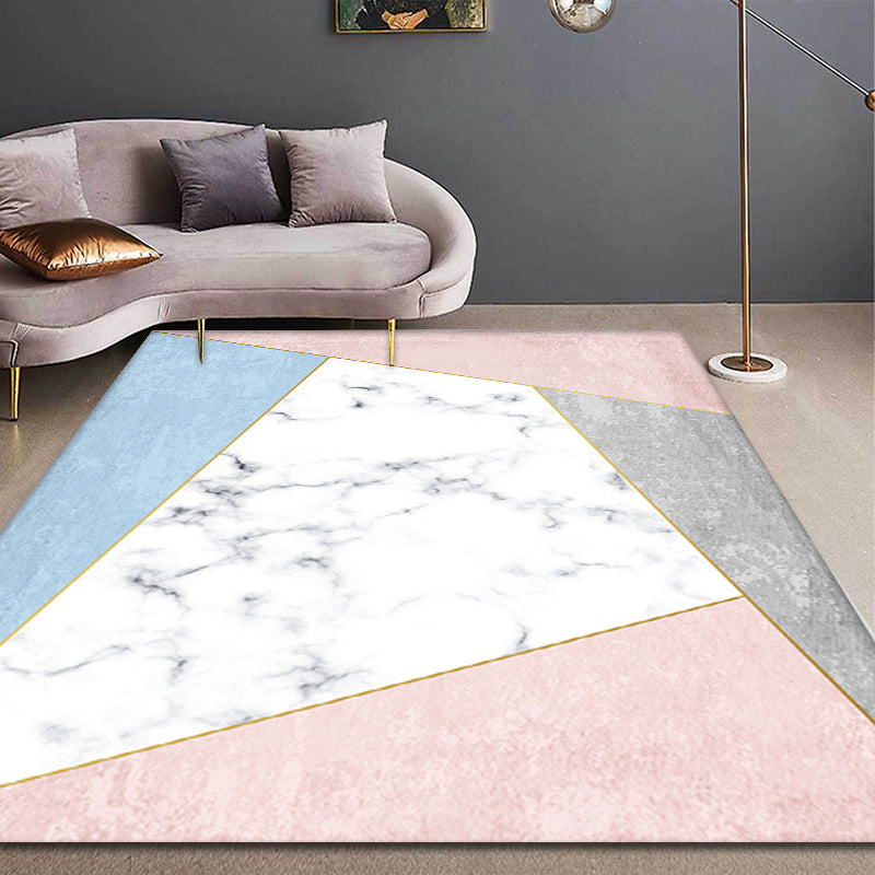 BowLift | Stylish Modernism Carpet Pink and White Geometric Pattern Carpet Pet Friendly Non-Slip Washable Area Rug for Decoration