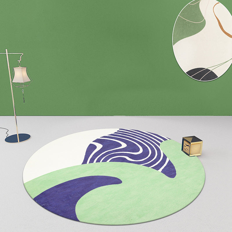 BowLift | Stylish Green Modernist Carpet Polyester Color Block Carpet Washable Pet-Friendly Non-Slip Carpet for Living Room