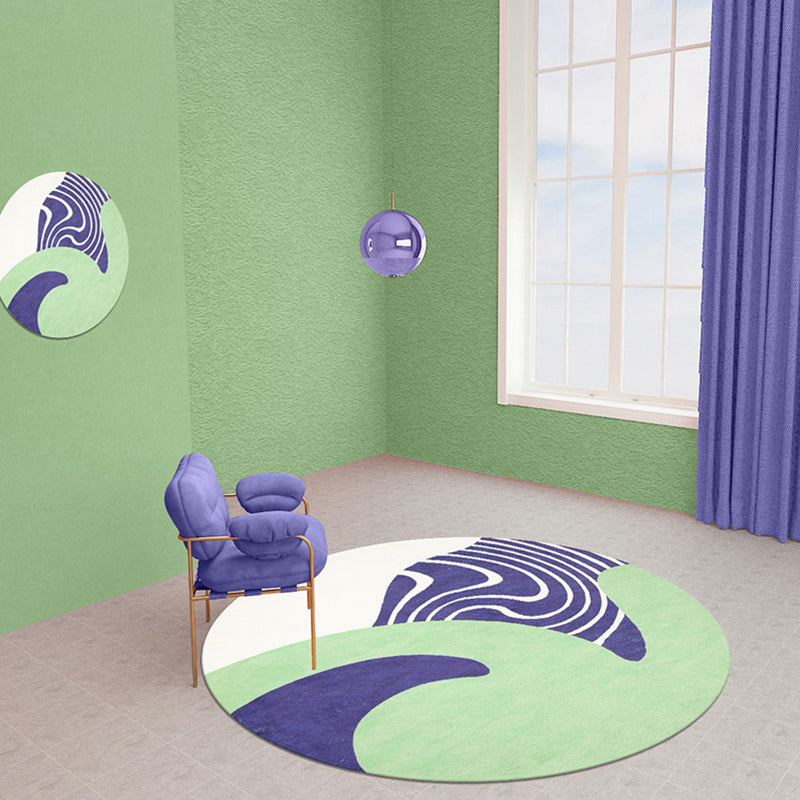 BowLift | Stylish Green Modernist Carpet Polyester Color Block Carpet Washable Pet-Friendly Non-Slip Carpet for Living Room