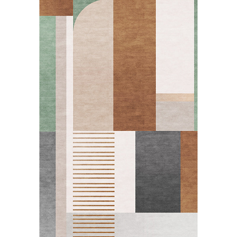 BowLift | Brown geometric patterned rug with stripes, modern rug, washable, non-slip, pet-friendly rug for the living room