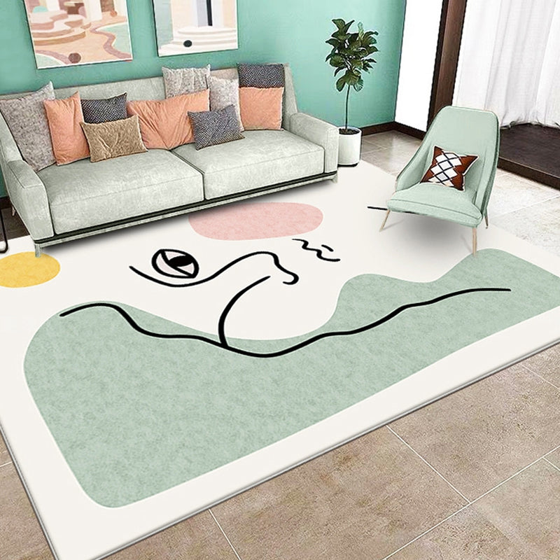 BowLift | Stylish Green Modernist Area Rug Polyester Abstract Rug Washable Pet-Friendly Non-Slip Carpet for Living Room