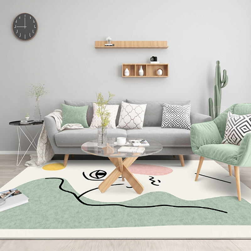 BowLift | Stylish Green Modernist Area Rug Polyester Abstract Rug Washable Pet-Friendly Non-Slip Carpet for Living Room