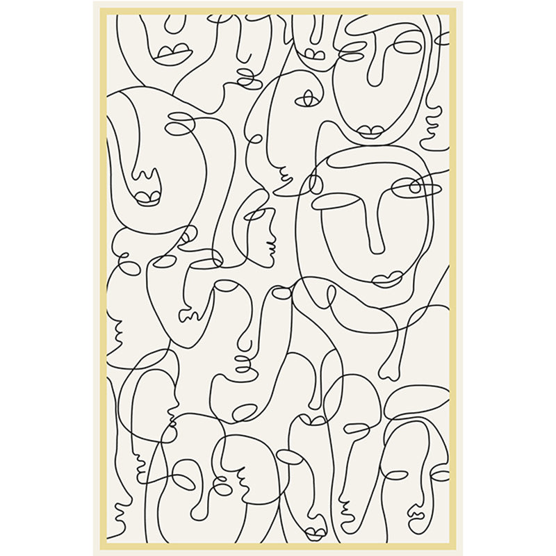 BowLift | Creative Nordic Carpet Beige Character Pattern Carpet Pet Friendly Non-Slip Washable Rug for Decoration