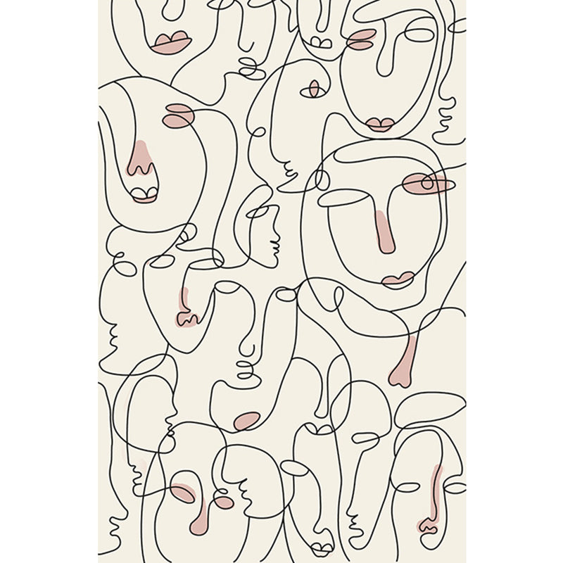 BowLift | Creative Nordic Carpet Beige Character Pattern Carpet Pet Friendly Non-Slip Washable Rug for Decoration