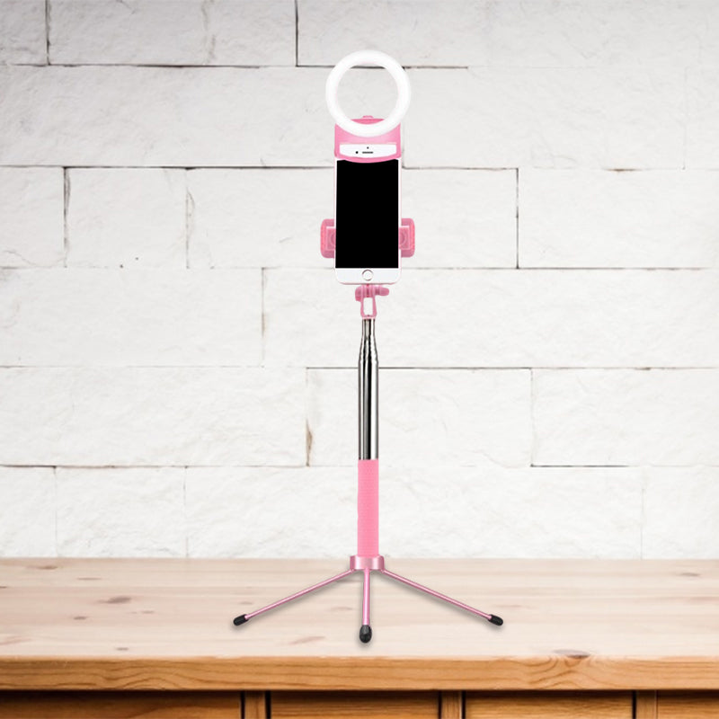 BowLift | Ring Makeup Lamp Contemporary Metal Phone Holder LED Fill Light in Pink