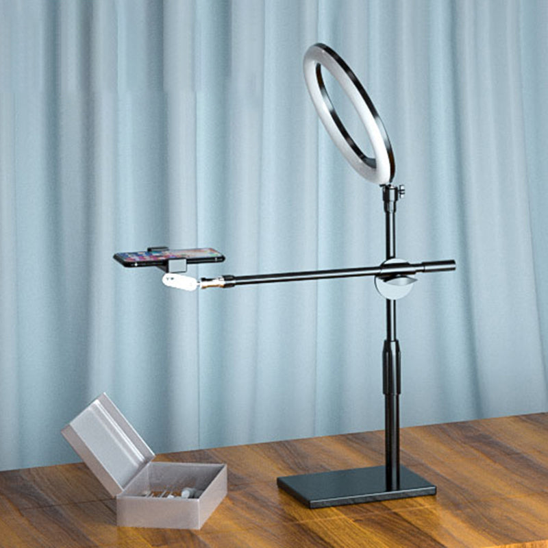 BowLift | Round Shaped Iron Vanity Lighting Minimalist Black Finish LED Fill Light with Phone Holder Design
