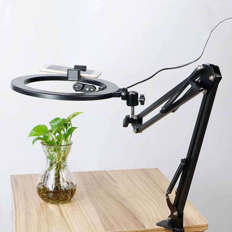 BowLift | Swivel Arm Metal USB Mirror Lighting Modern Style Black Portable LED Fill Light with Circular Shade