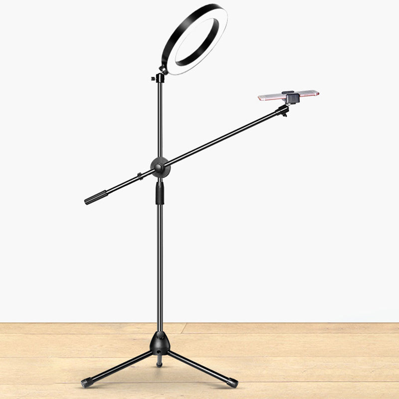 BowLift | Black round LED mirror light Simple style Metallic USB-filled flush lighting with adjustable arm