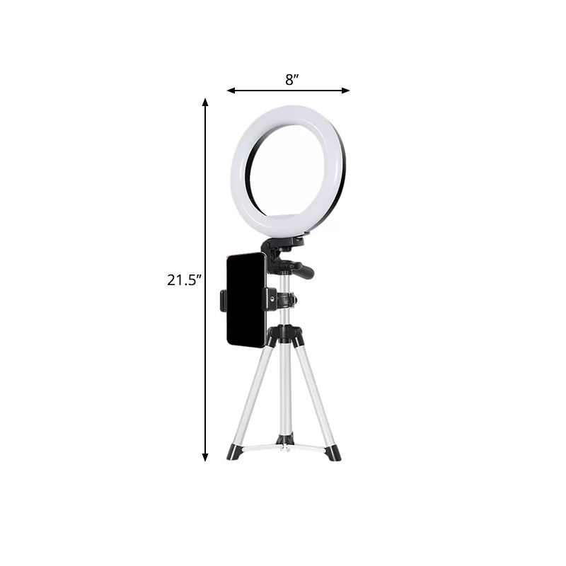 BowLift | Circle Metallic Vanity Lighting Modern Style Black USB LED Fill Flash Light with Tripod Design
