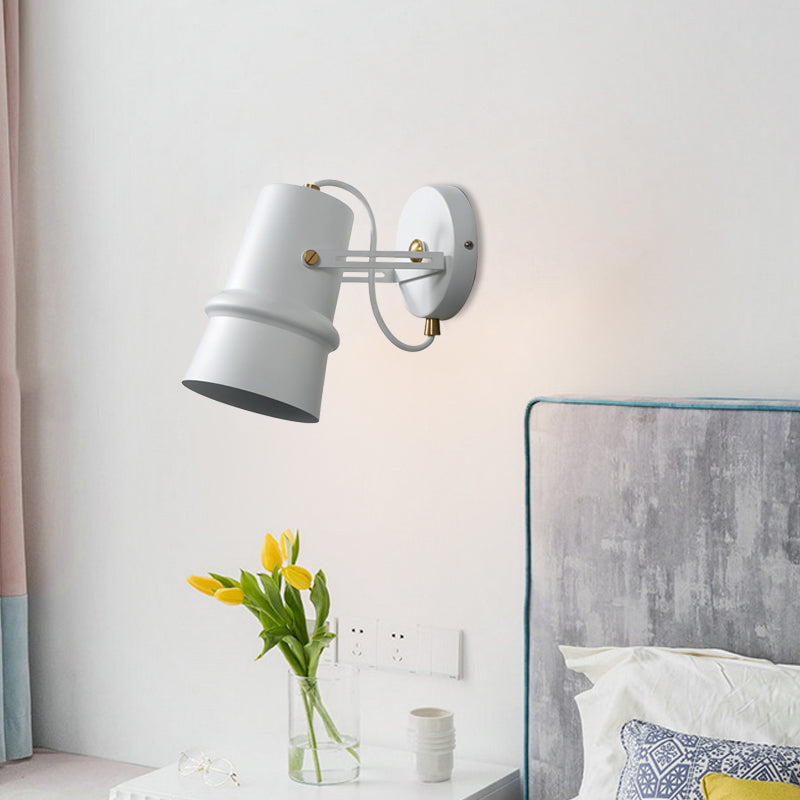 BowLift | Black/White Cone Wall Lamp Vintage Iron 1-Head Living Room Adjustable Wall Light Lighting Fixture