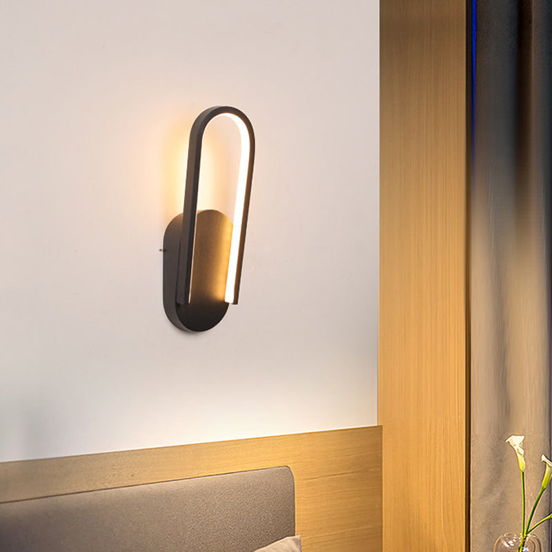 BowLift | Black/White Inclined Half-Oblong Wall Light Minimalist Acrylic LED Wall Mounted Light in Warm/White Light for Salon