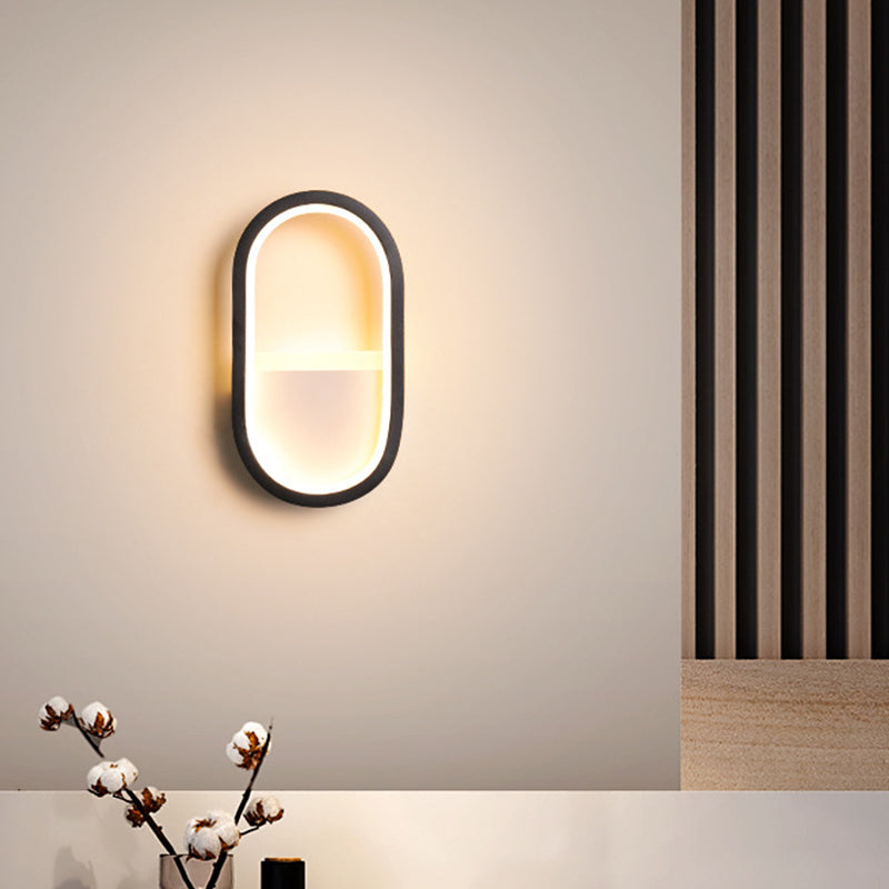 BowLift | Aluminum Ellips Mini Wall Lamp Simplicity White/Black LED Wall Fixture in Warm/White Light