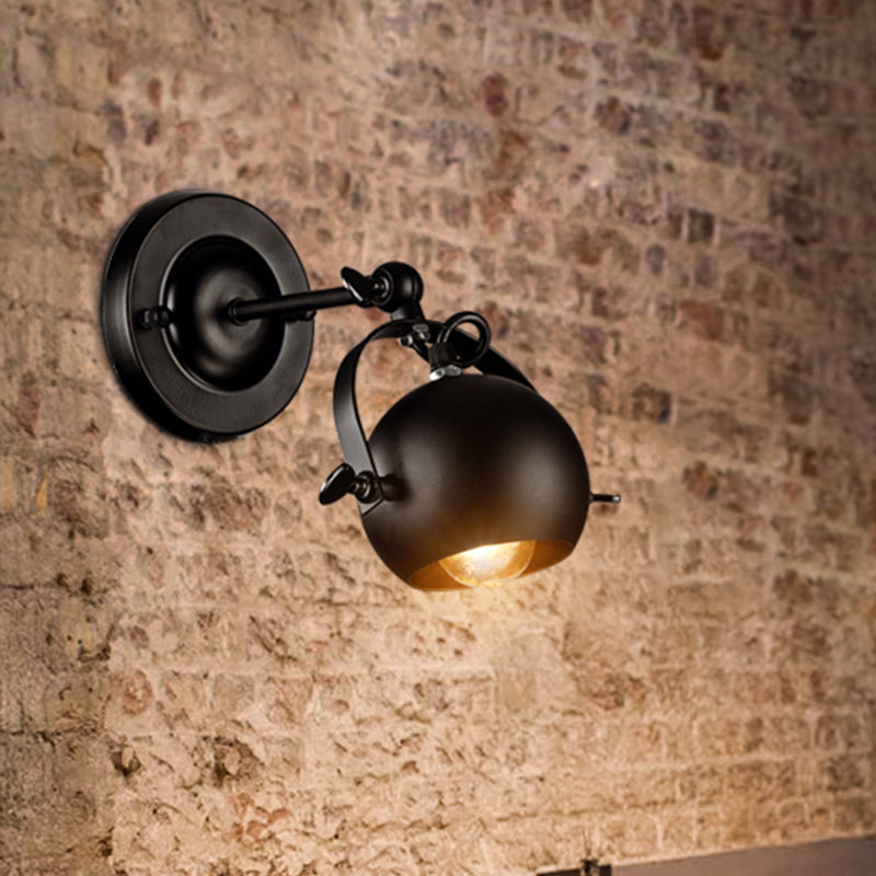 BowLift | Rotatable 1-Light Dome Wall Lamp Industrial Black Iron Wall Mounted Lighting for Restaurant
