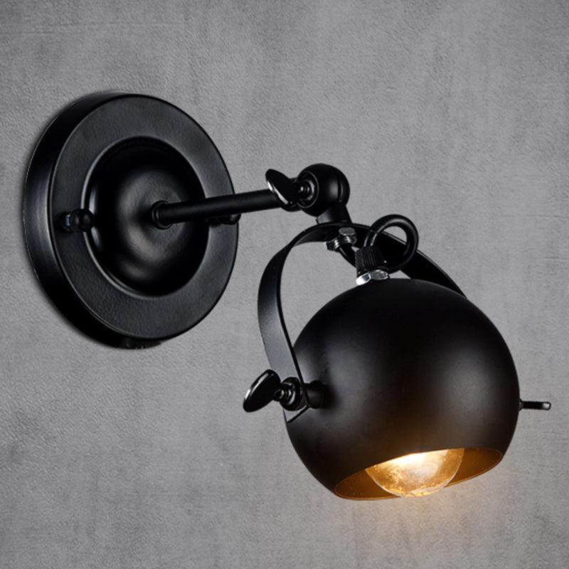 BowLift | Rotatable 1-Light Dome Wall Lamp Industrial Black Iron Wall Mounted Lighting for Restaurant