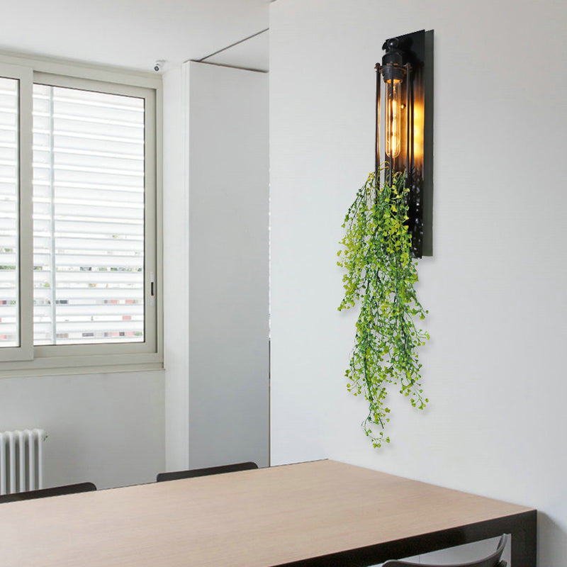 BowLift | Tubular Cage Corridor Wall Lighting Farm Iron 1-Head Yellow and Green/White/Purple and White Wall Lamp with Artificial Flower