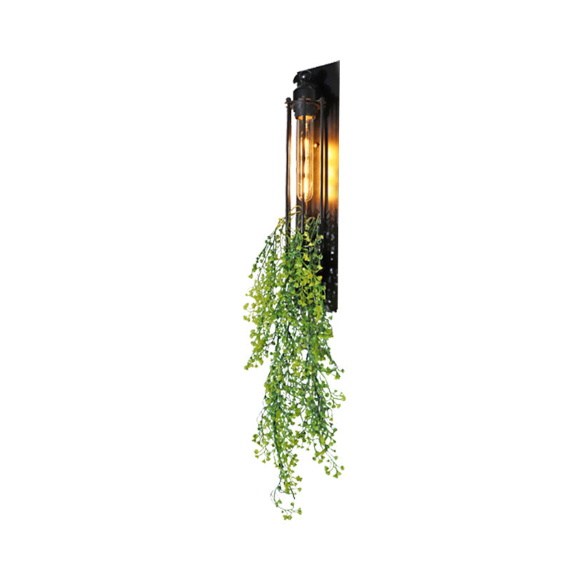 BowLift | Tubular Cage Corridor Wall Lighting Farm Iron 1-Head Yellow and Green/White/Purple and White Wall Lamp with Artificial Flower
