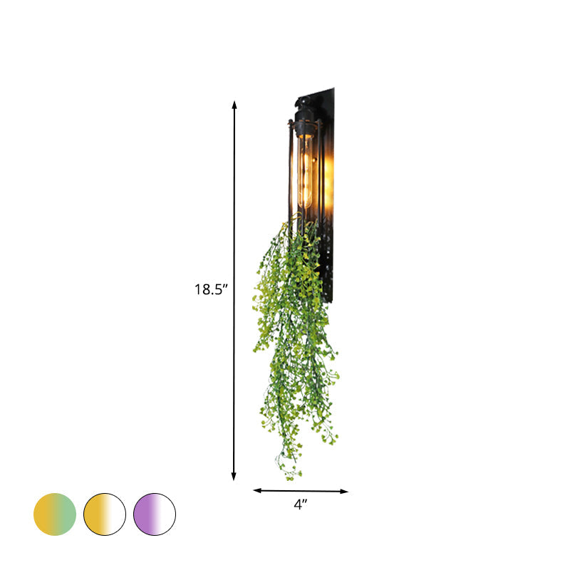 BowLift | Tubular Cage Corridor Wall Lighting Farm Iron 1-Head Yellow and Green/White/Purple and White Wall Lamp with Artificial Flower