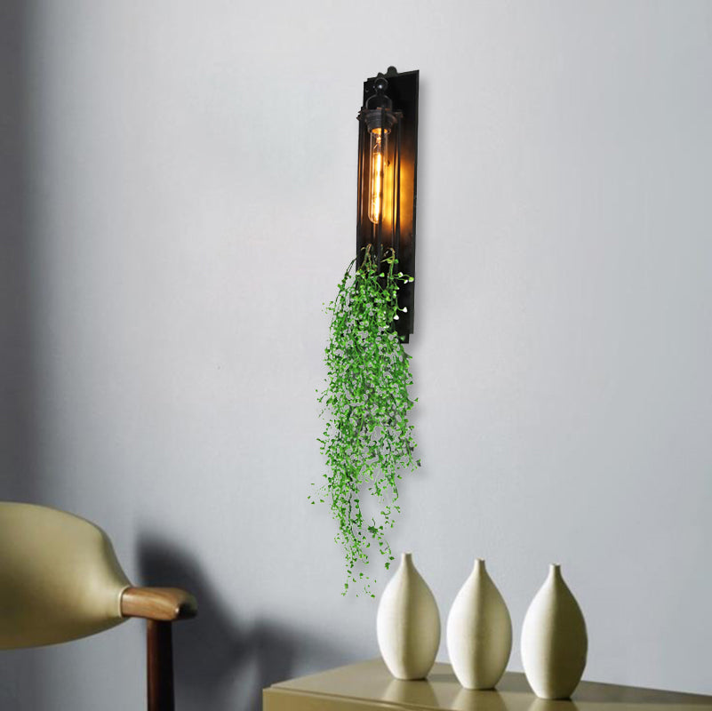 BowLift | Tubular Cage Corridor Wall Lighting Farm Iron 1-Head Yellow and Green/White/Purple and White Wall Lamp with Artificial Flower