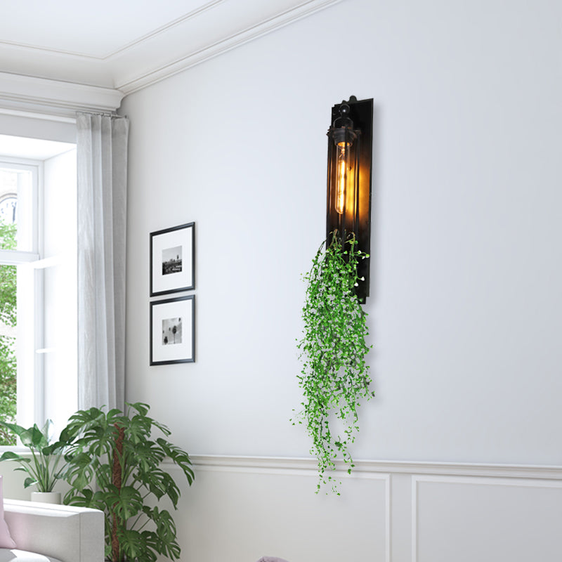 BowLift | Tubular Cage Corridor Wall Lighting Farm Iron 1-Head Yellow and Green/White/Purple and White Wall Lamp with Artificial Flower