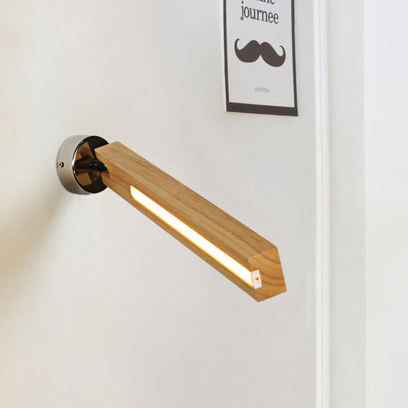 BowLift | Rotatable Rectangle Wooden Wall Light Simple Beige LED Wall Lamp Ideas for Nightstand, 3 Colors Light
