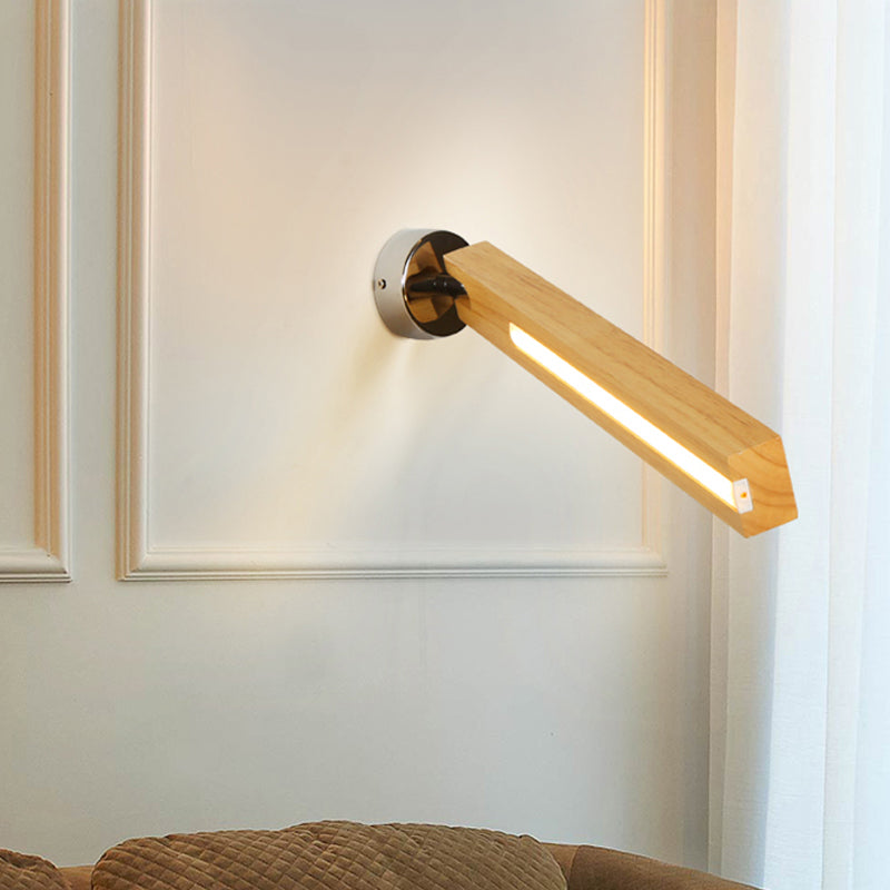 BowLift | Rotatable Rectangle Wooden Wall Light Simple Beige LED Wall Lamp Ideas for Nightstand, 3 Colors Light