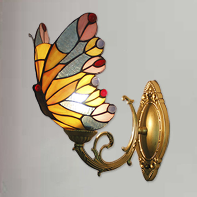 BowLift | Tiffany Creative Wall Lamp Butterfly 1 Light Colored Glass Wall Lamp for Children's Room