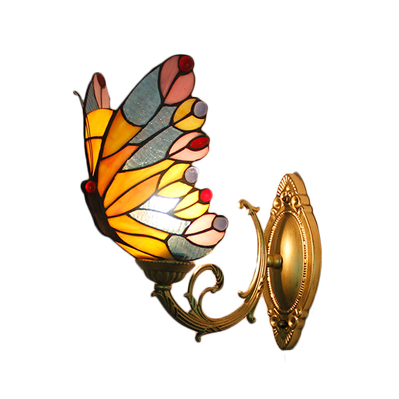 BowLift | Tiffany Creative Wall Lamp Butterfly 1 Light Colored Glass Wall Lamp for Children's Room