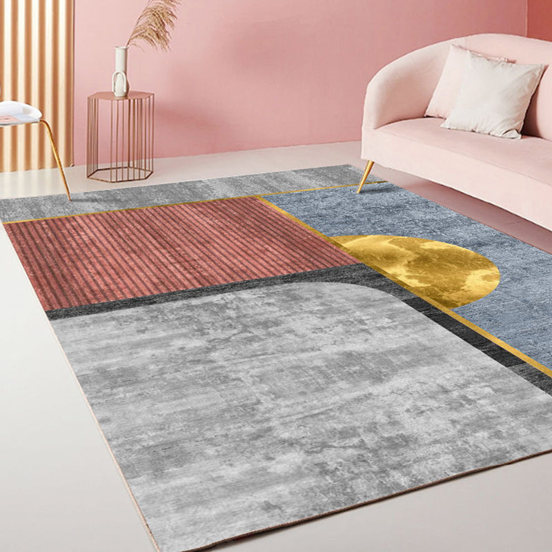 BowLift | Casual Stripe Pattern Carpet Multicolor Modern Carpet Polyester Pet-Friendly Washable Non-Slip Carpet for the Living Room