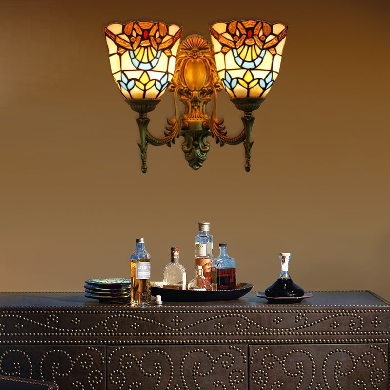 BowLift | Victorian Bell Wall Mounted Lighting Woven Glass 2 Heads Wall Lamp for Dining Room
