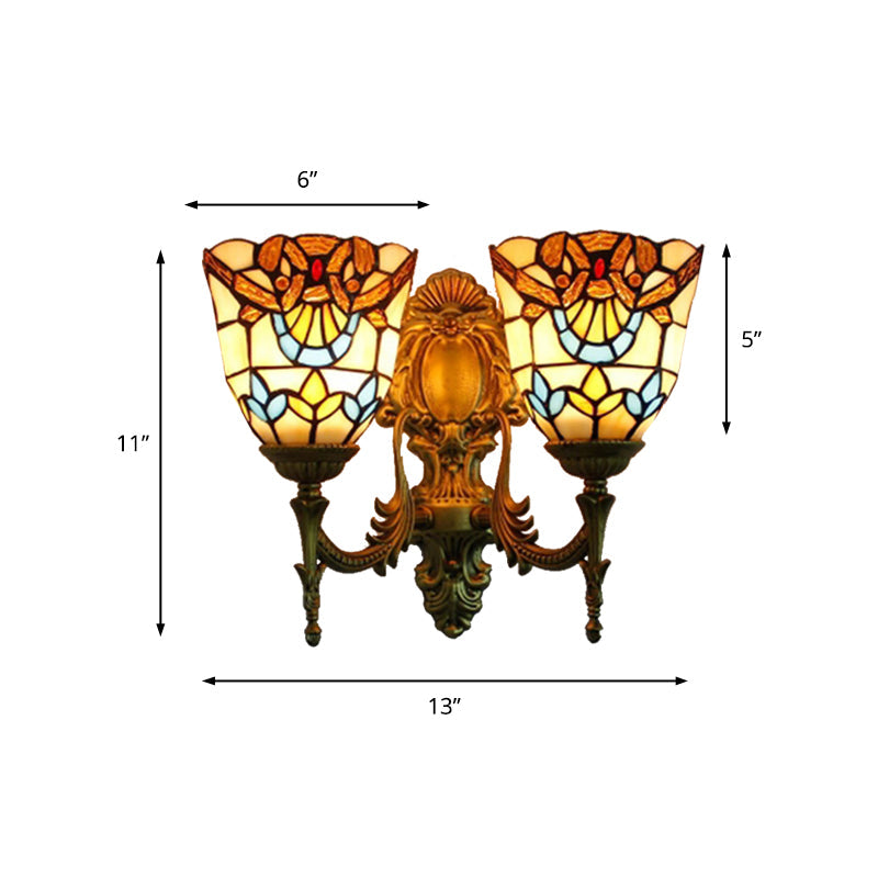 BowLift | Victorian Bell Wall Mounted Lighting Woven Glass 2 Heads Wall Lamp for Dining Room