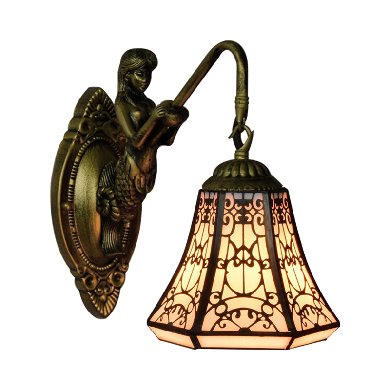 BowLift | Antique Bronze 1 Main Mount Wall Lamp Tiffany White Glass Expanding Wall Lighting