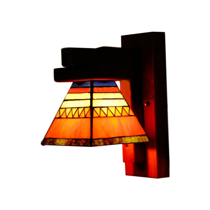 BowLift | Tiffany Traditional Orange Wall Light Craftsman 1 Lamp Toughened Glass Wall Lamp for Bedroom