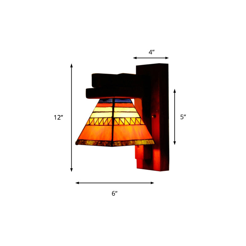 BowLift | Tiffany Traditional Orange Wall Light Craftsman 1 Lamp Toughened Glass Wall Lamp for Bedroom