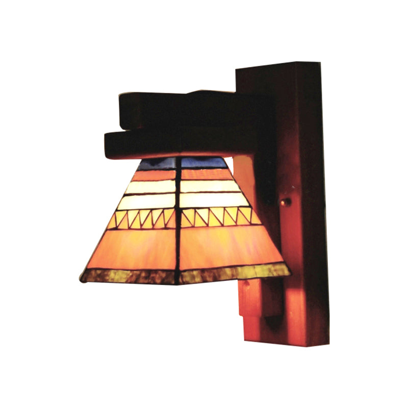 BowLift | Tiffany Traditional Orange Wall Light Craftsman 1 Lamp Toughened Glass Wall Lamp for Bedroom