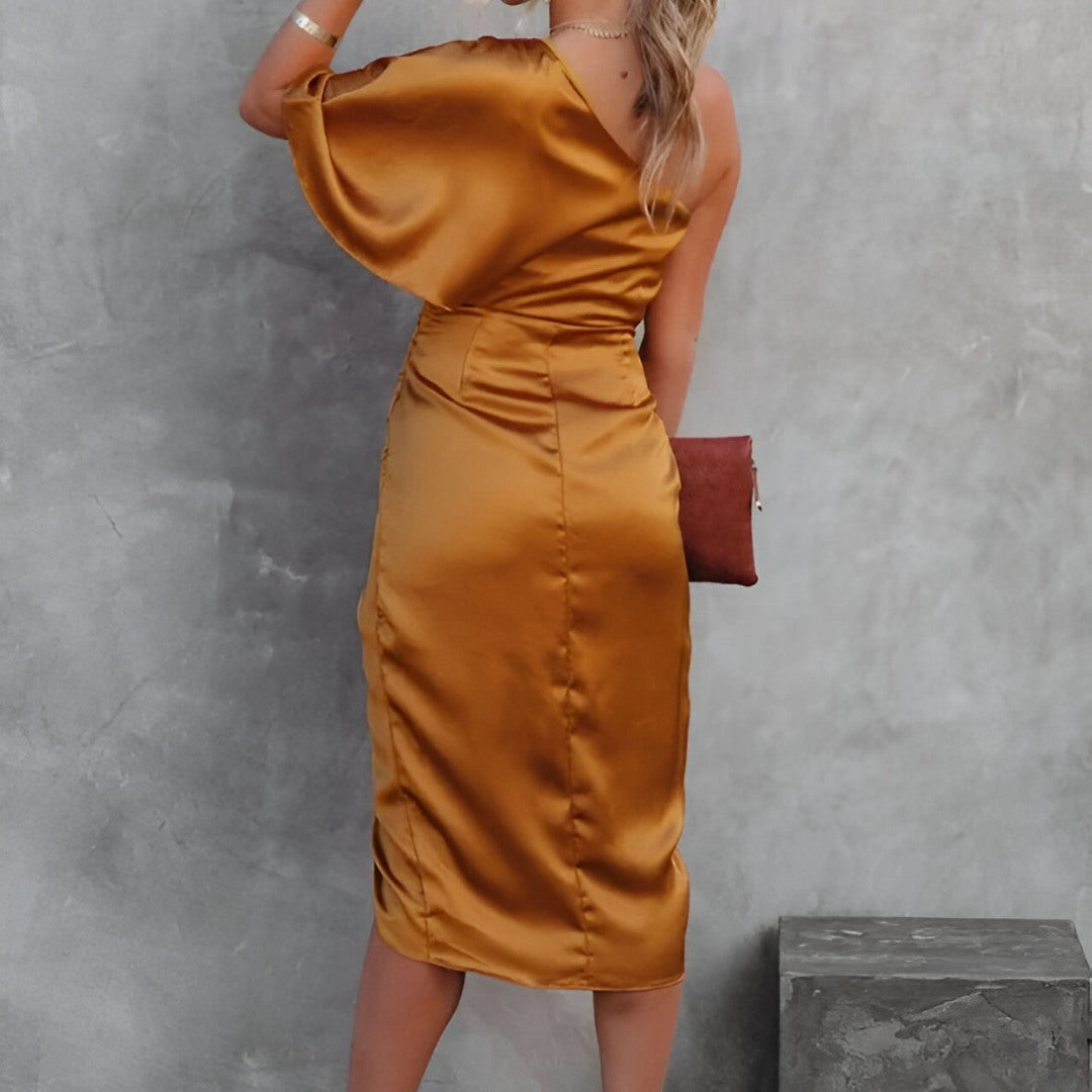 One-Shoulder Satin Dress for Formal Evenings and Elegant Occasions