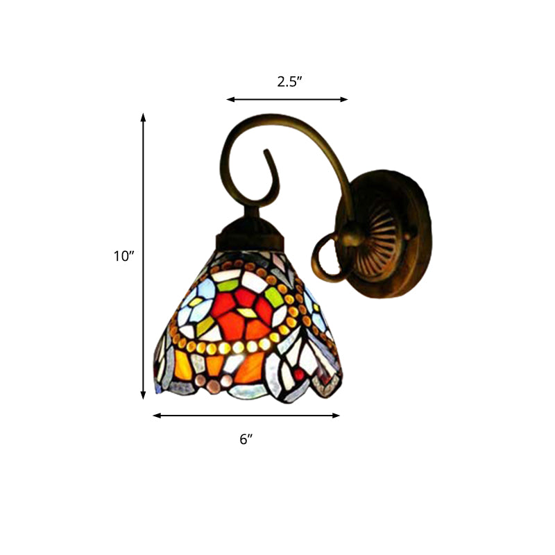 BowLift | Flower Wall Light Tiffany Multicolor Stained Glass 1 Head Rust Wall Light