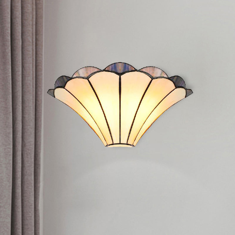 BowLift | Ribbed Wall Sconce Traditional 2 Lights Stained Glass Wall Light with Wide Angle Shade