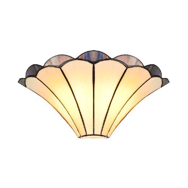 BowLift | Ribbed Wall Sconce Traditional 2 Lights Stained Glass Wall Light with Wide Angle Shade