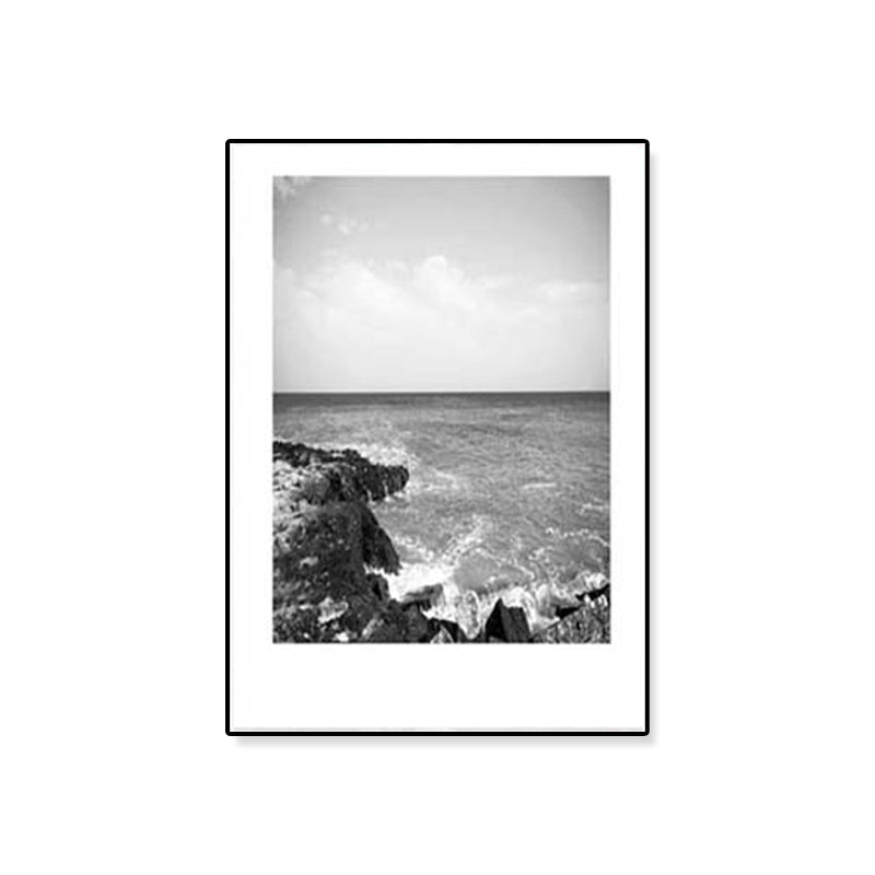 BowLift | Tropical Rocky Bay Seascape Canvas Print Dark Color Texture Wall Art for the Living Room